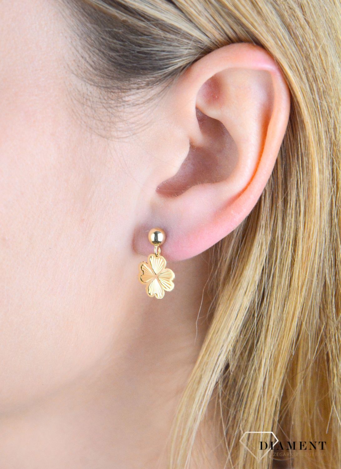 Złote kolczyki damskie 375 blaszki koniczynki KL 9555 375 (2).jpg